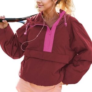 FP MOVEMENT PACKABLE PUFFER ANORAK. SOUR CHERRY/SMALL